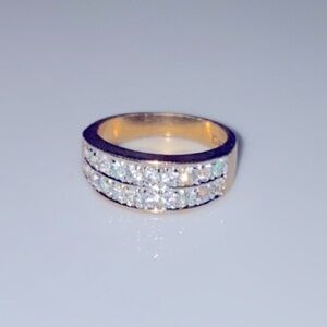 Elegant Gold and Silver Band Half Infinity Ring